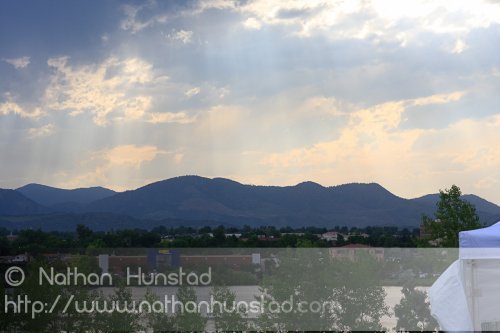Sunlight streams through the clouds at the Colorado Irish Festival